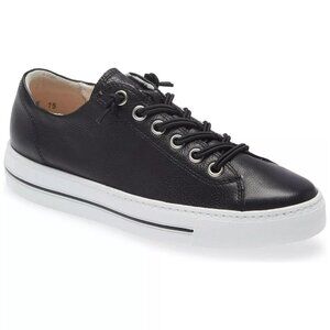 $400 PAUL GREEN HADLEY BLACK PLATFORM LEATHER LACE-UP SNEAKERS 8.5 US (TD21)